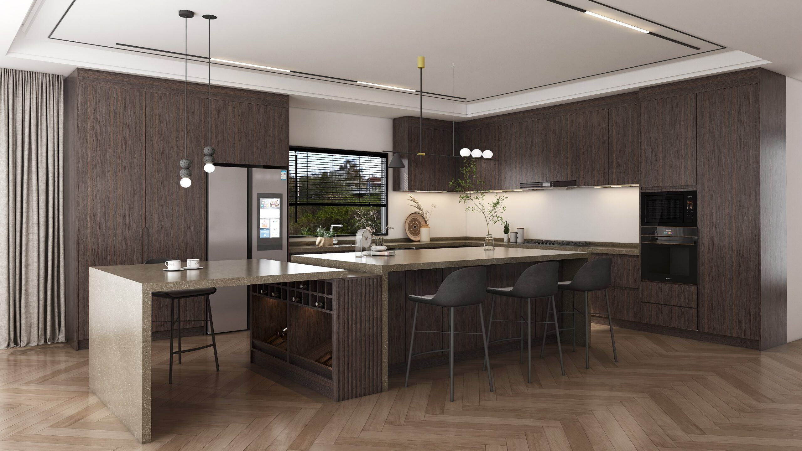 Real Wood Veneer Kitchen Cabinets 11 dark-wood-veneer-cabinets-1