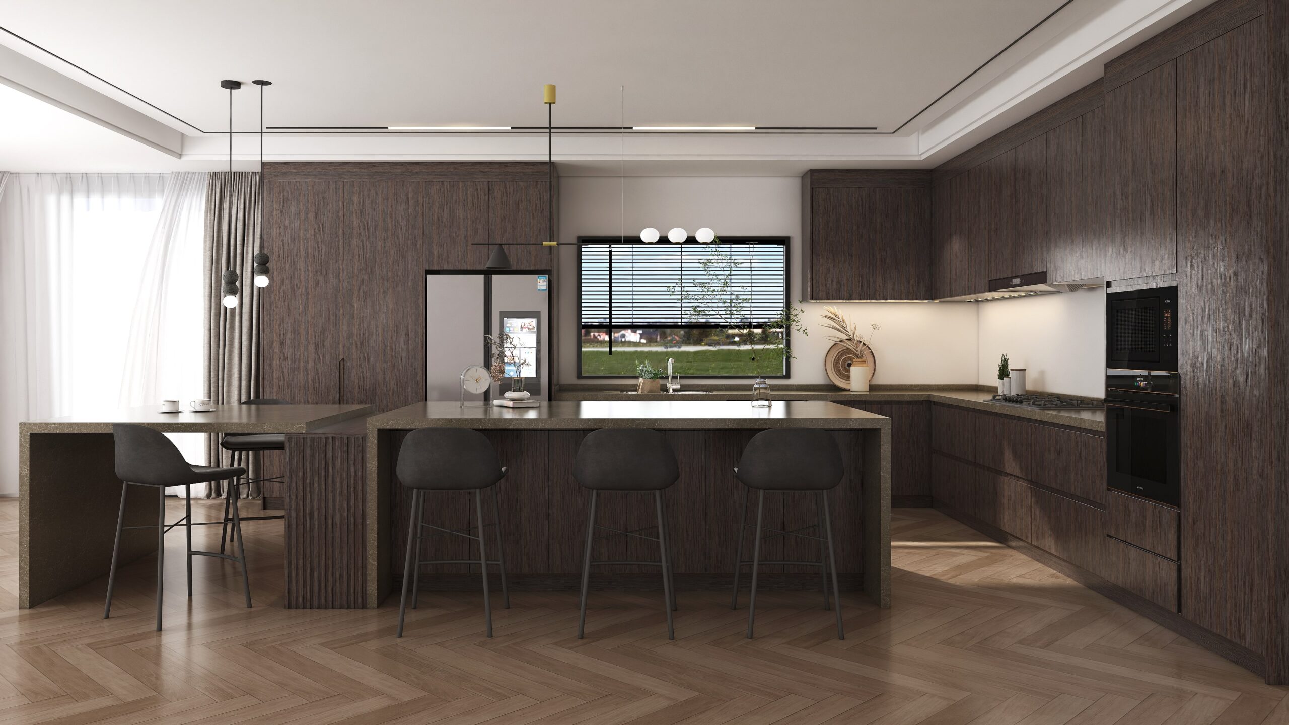Real Wood Veneer Kitchen Cabinets 10 dark tone wood veneer cabinets make the kitchen stylish