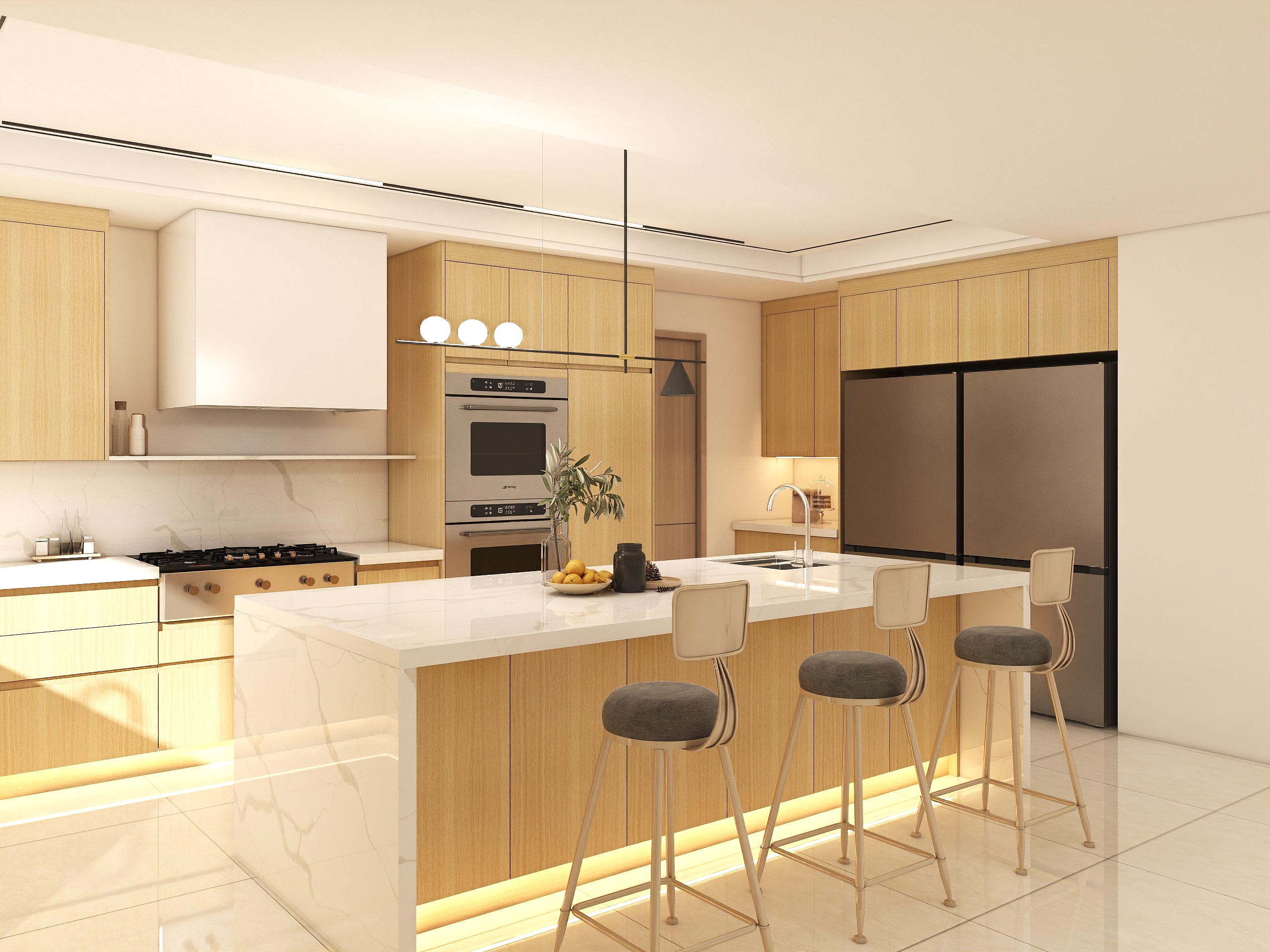 Real Wood Veneer Kitchen Cabinets 15 light-oak-tone-wood-veneer-kitchen-cabinets-1