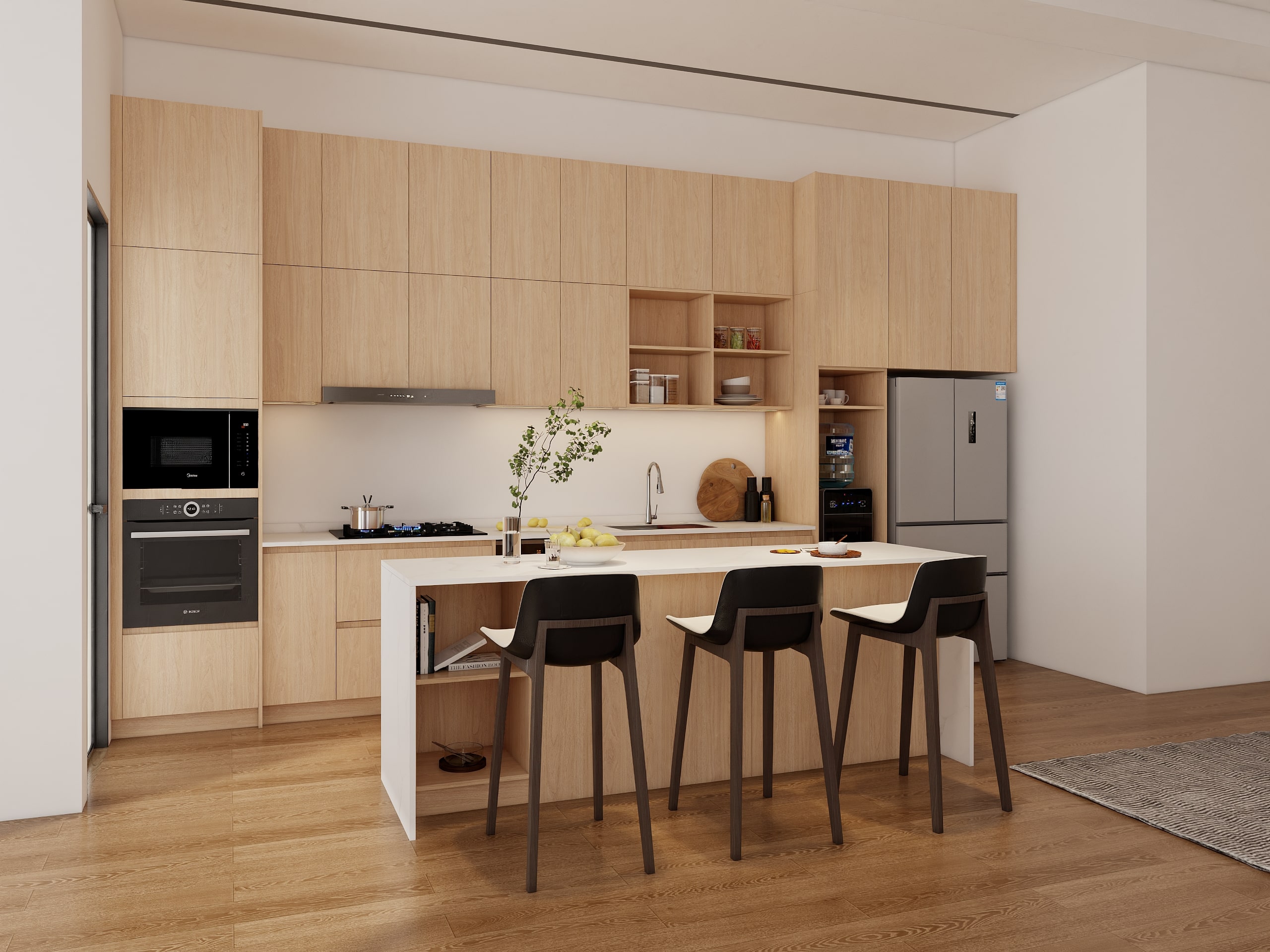 Melamines Kitchen Cabinets 8 light-wood-grain-melamine cabinets-1