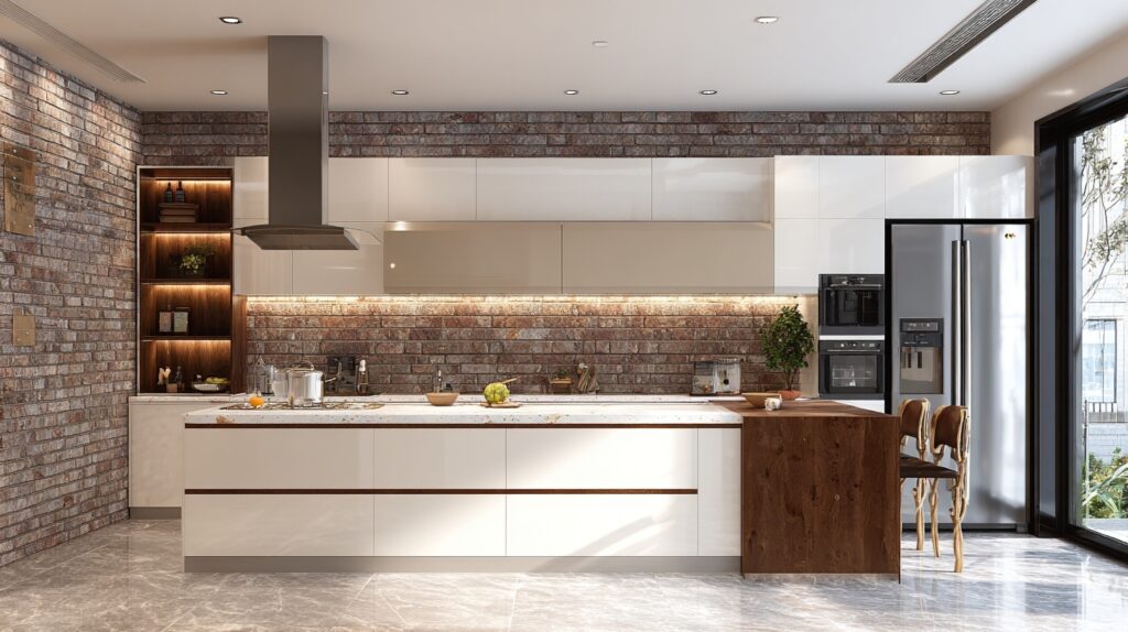 one walled-kitchen-cabinet-gallery 10 Minimalist white one wall kitchen island expanded workspace