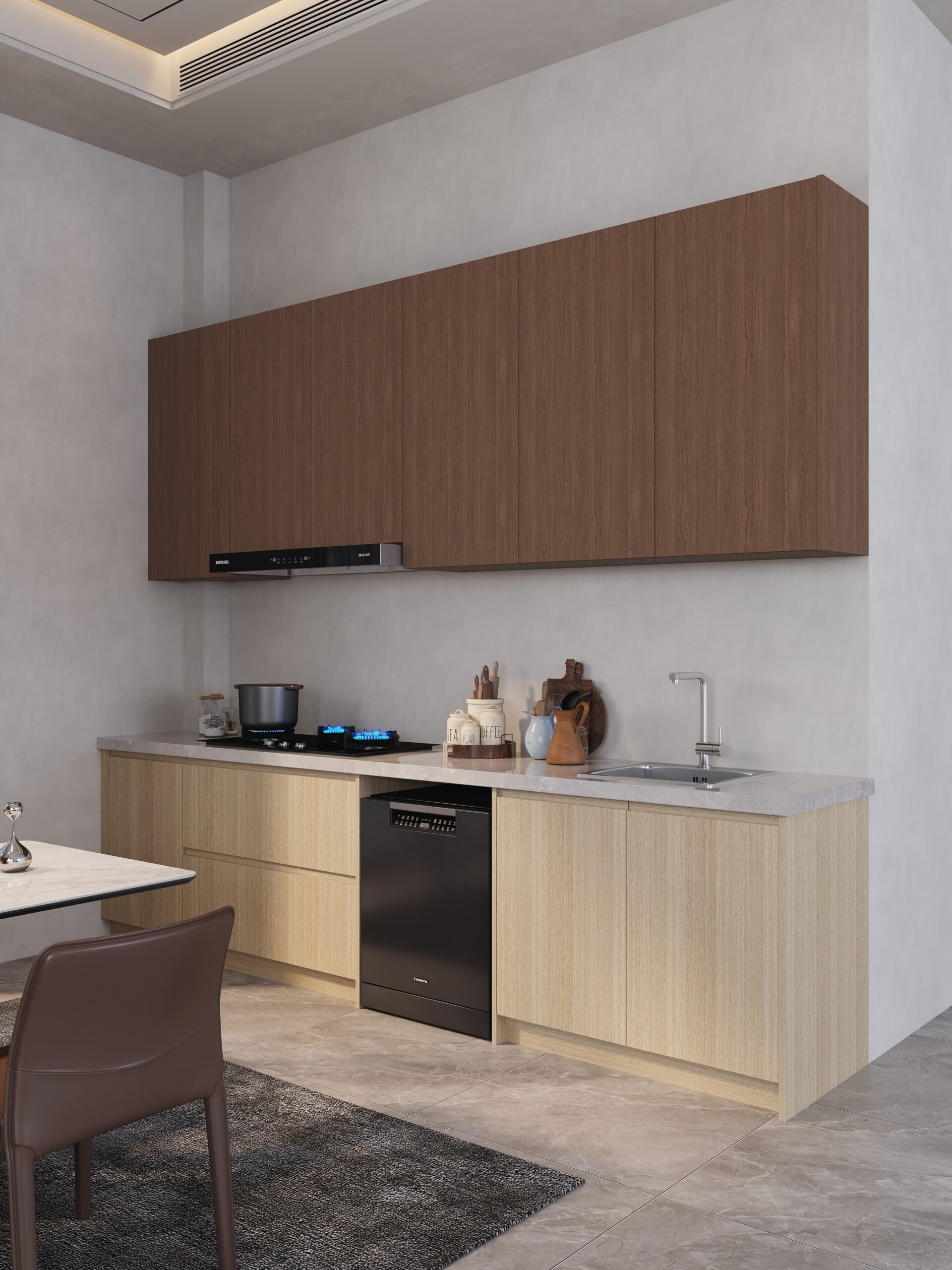 Real Wood Veneer Kitchen Cabinets 13 wood-veneer-cabinet-with-melamine-cabinet-2