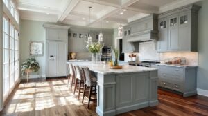 Best Wall Colors to Pair with Grey Kitchen Cabinets for Stylish Spaces 7 Soft_Greens_Walls_Grey_Kitchen_Cabinets