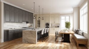 Best Wall Colors to Pair with Grey Kitchen Cabinets for Stylish Spaces 5 Warm_Neutrals_Beige_Wall_Pair_with_Grey_Kitchen-cabinet