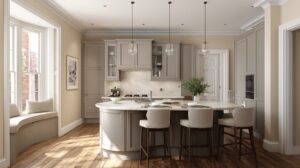 Best Wall Colors to Pair with Grey Kitchen Cabinets for Stylish Spaces 4 Warm_Neutrals_Cream_Wall_Pair_with_Grey_Kitchen-cabinet