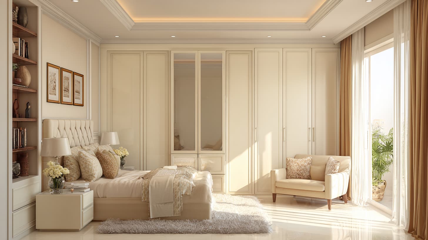 Wardrobe Color Ideas 2025: Creative and Stylish Design Trends for Your Home in in Indonesia 2 Beige and Ivory wardrobes