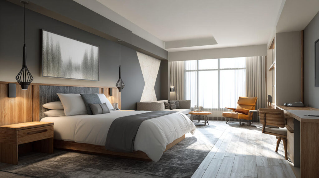 Desain Kamar Tamu Hotel Bertema Kontemporer