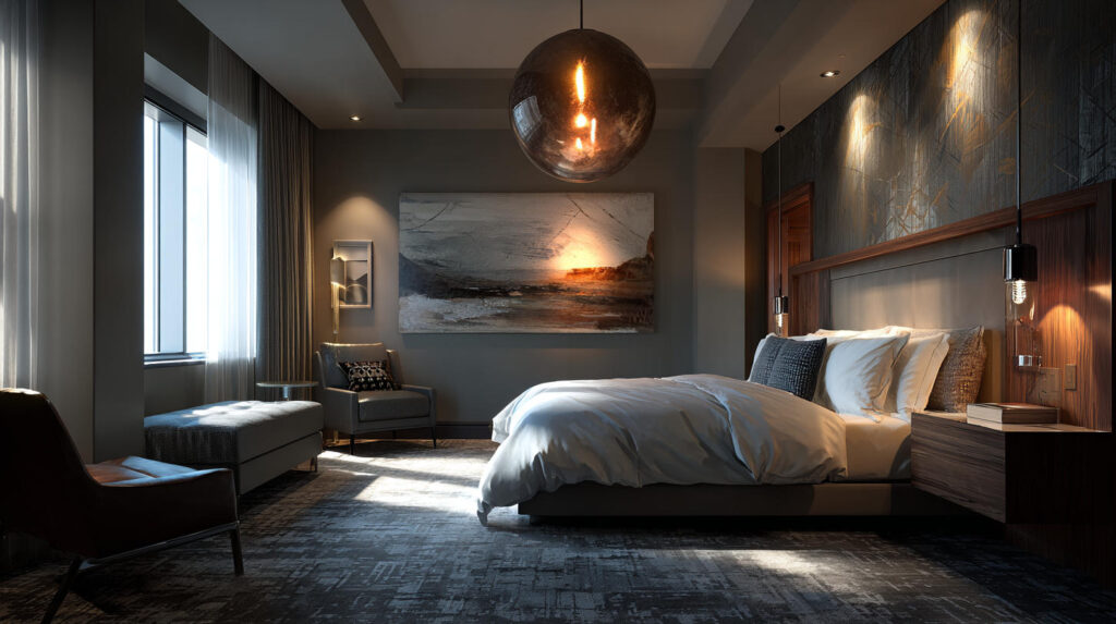 Desain Kamar Tamu Hotel dengan Pencahayaan Dramatis