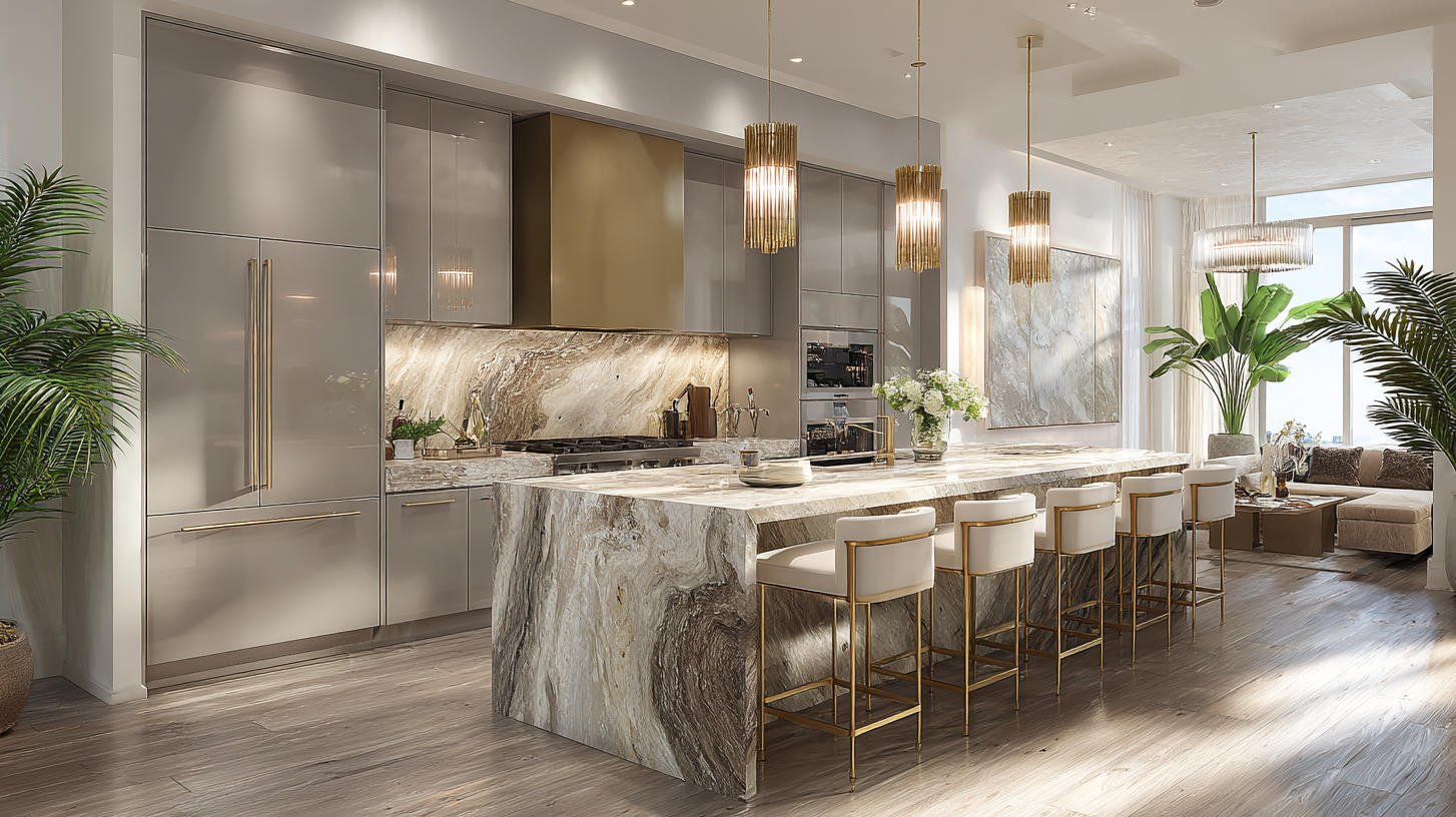 Top 10 Modern Greige Kitchen Cabinets Ideas in Indonesia 8 Modern Greige Kitchen Cabinets with Quartz Countertops