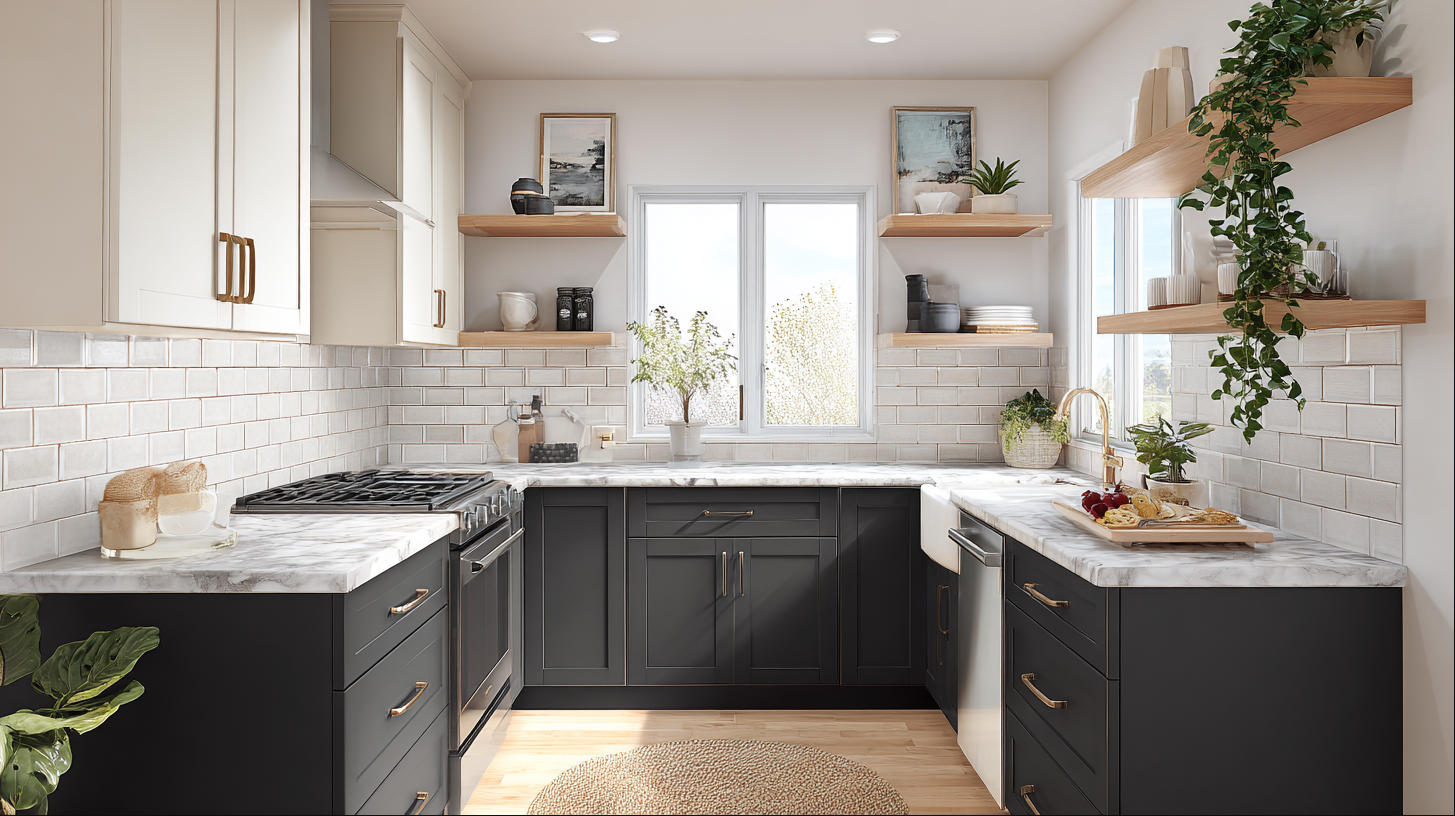 Dark vs Light Kitchen Cabinet Design for Small Kitchens by PA HOME.