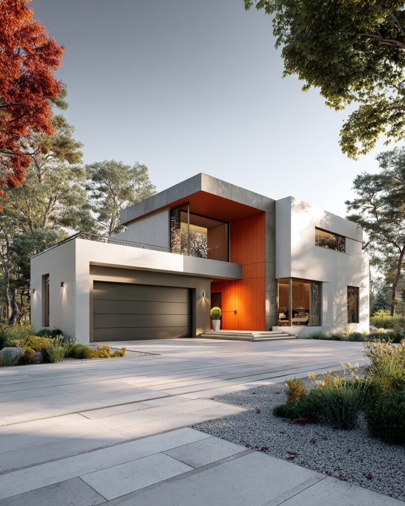 Modern black garage door installed on a luxury villa, featuring sleek aluminum panels and contemporary design, enhancing curb appeal and security.