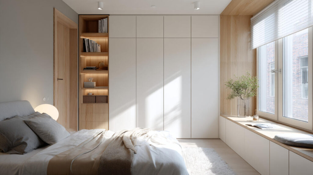 Small Bedroom Wardrobe Closet Design Ideas 13 Light-Colored Minimalist Wardrobe