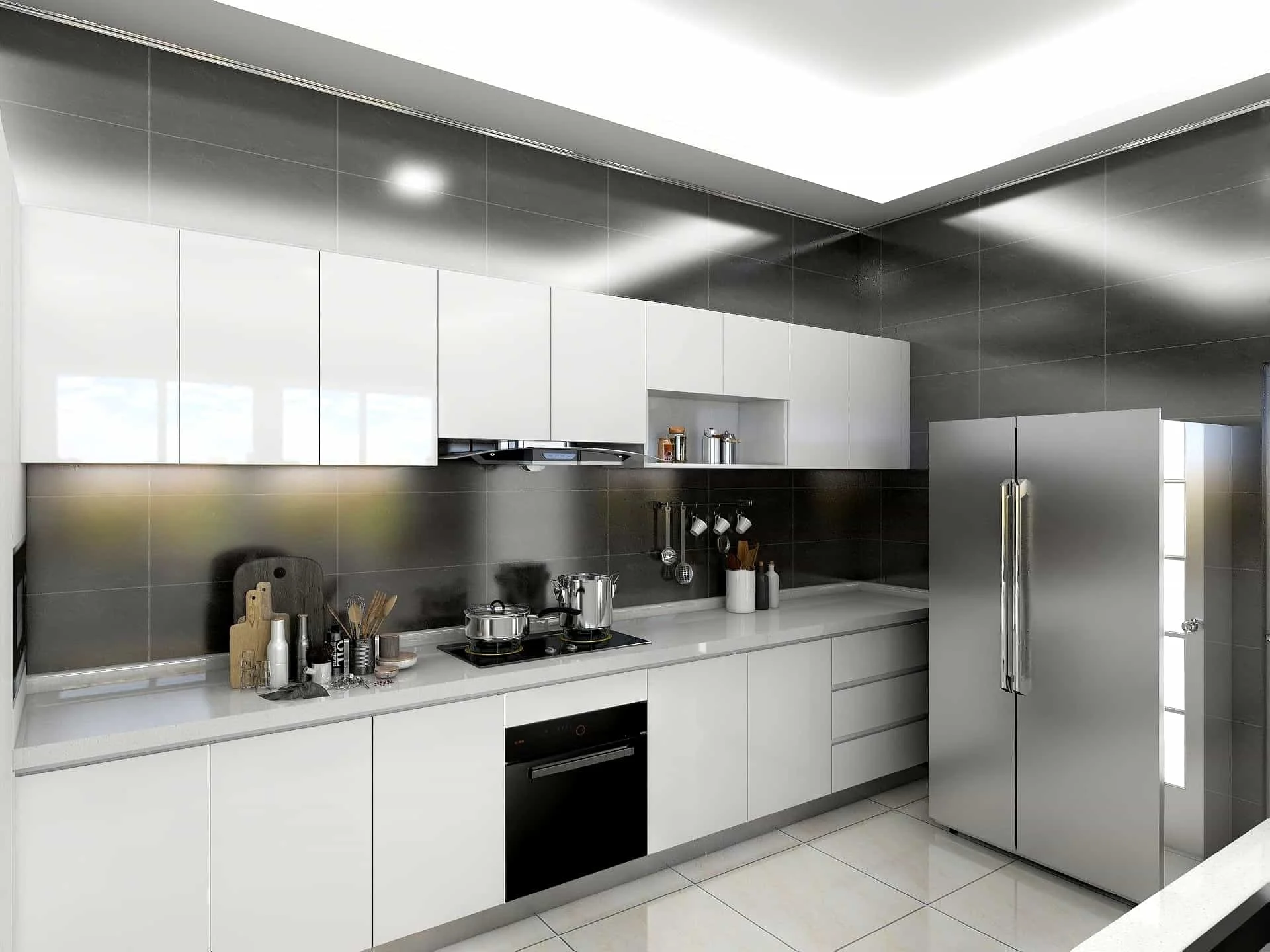 Contemporary Elegance in Kitchen Design: Embracing Minimalism and Functionality 3 Modern white lacquer gloss kitchen cabinets