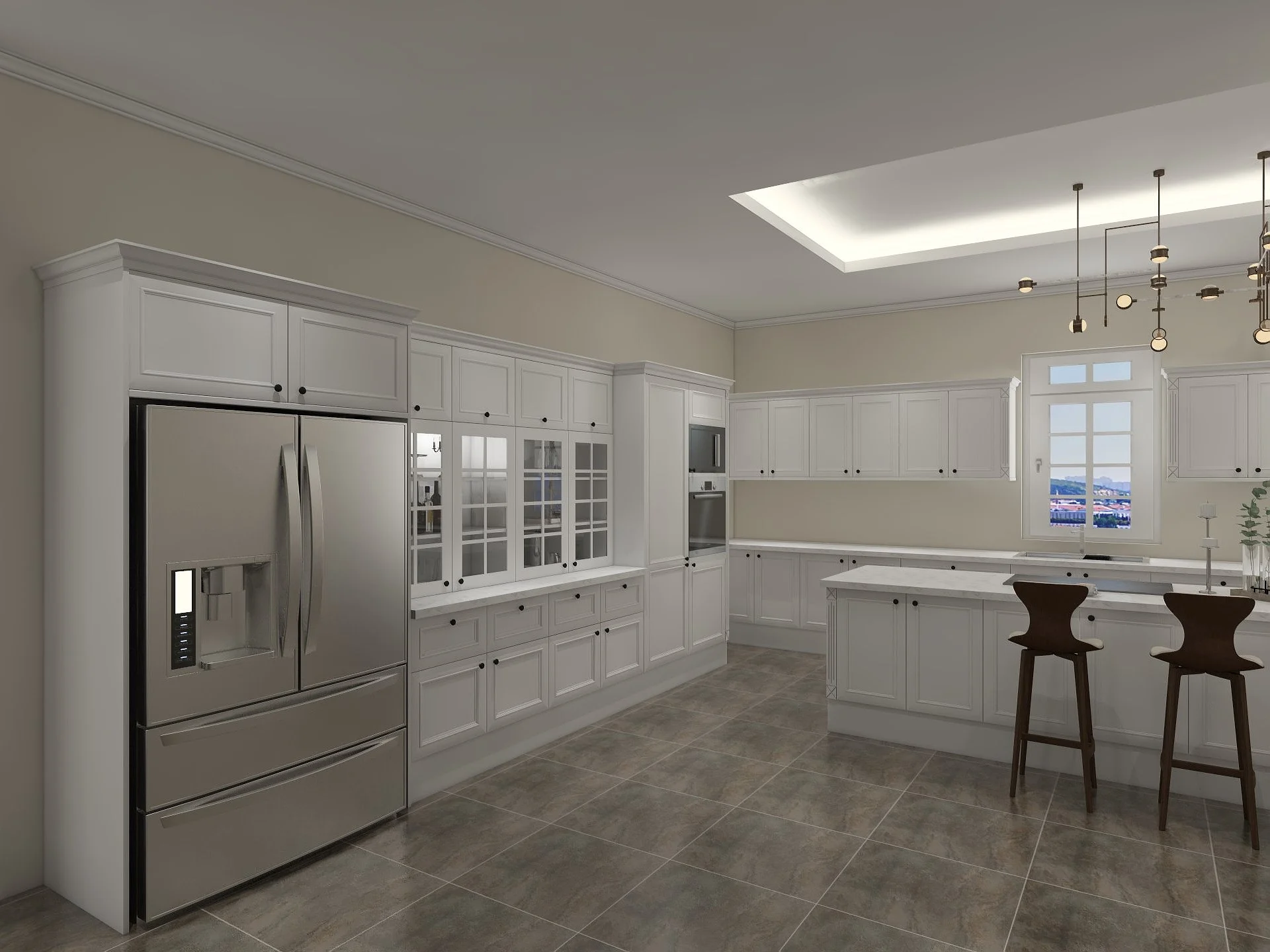 Farmhouse Elegance Meets Modern Sophistication: A Timeless Kitchen Design 3 White shaker mastery farmhouse kitchen cabinet with glass door and lacquer door
