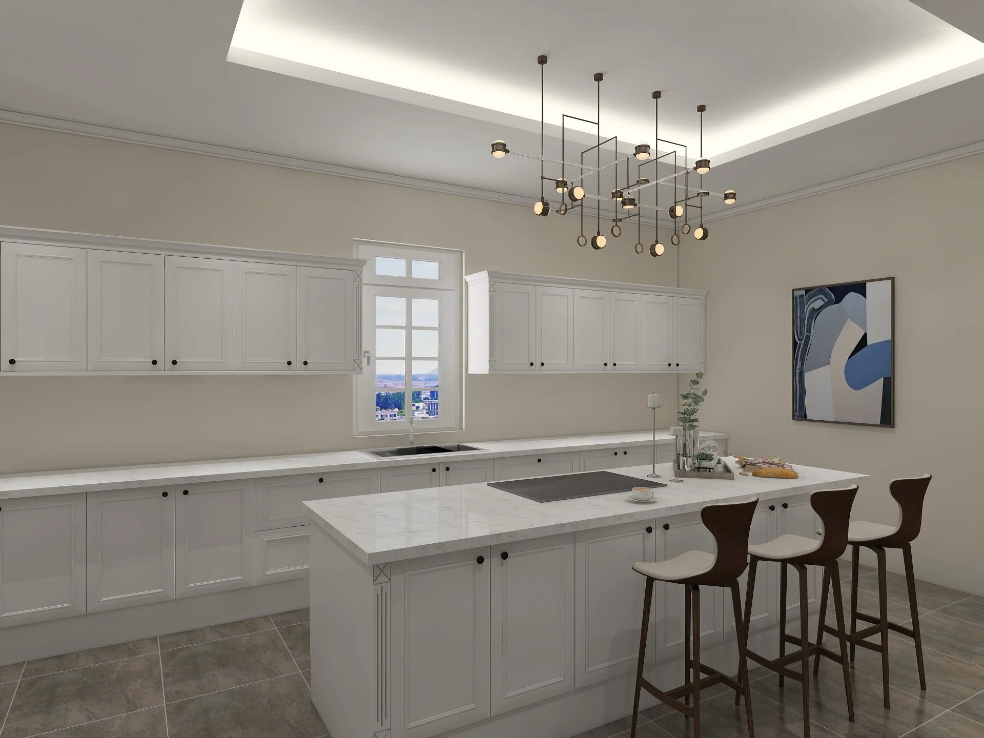 Farmhouse Elegance Meets Modern Sophistication: A Timeless Kitchen Design 6 Large white shaker mastery classic farmhouse kitchen cabinet with glass door and white island