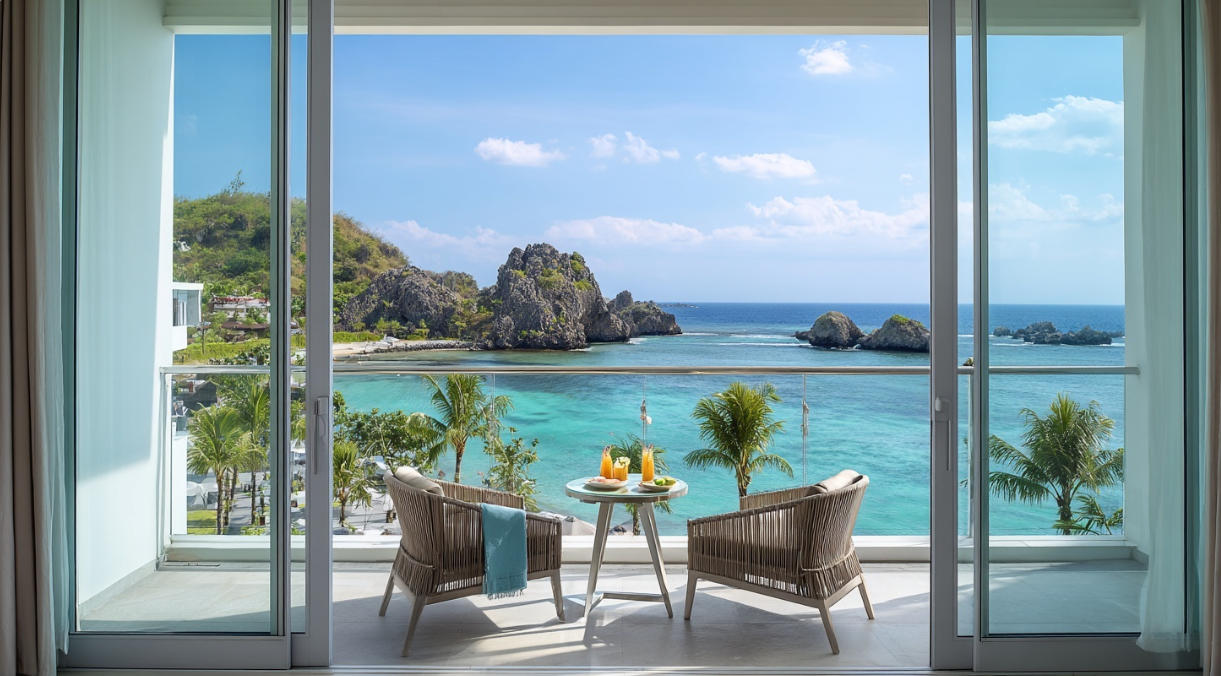 aluminum door and interior door for Lombok seaside hotels