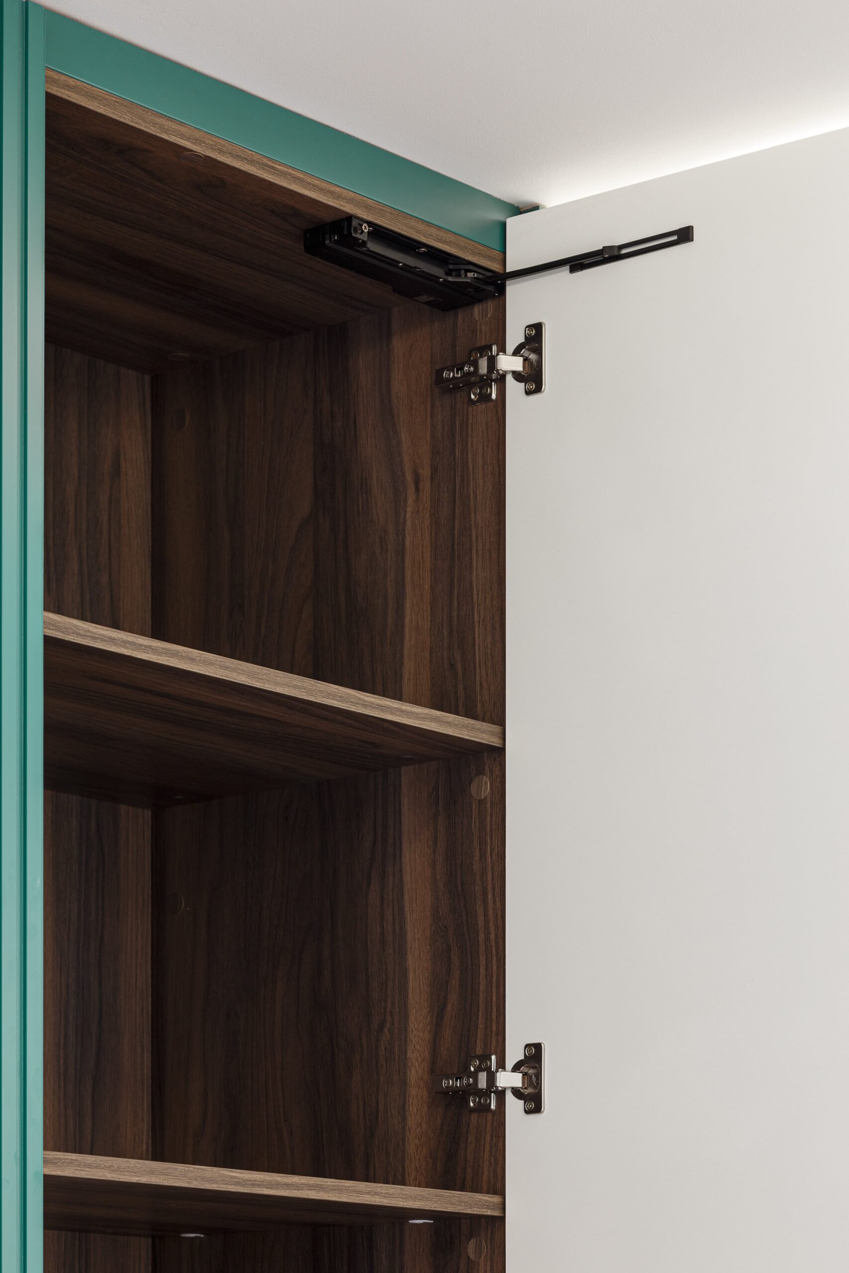 Zemun Stan Apartment Project in Serbia 12 Zemun-Stan-Apartment-Livingroom--Invisible-Cabinet-Shelves-Door-Opened