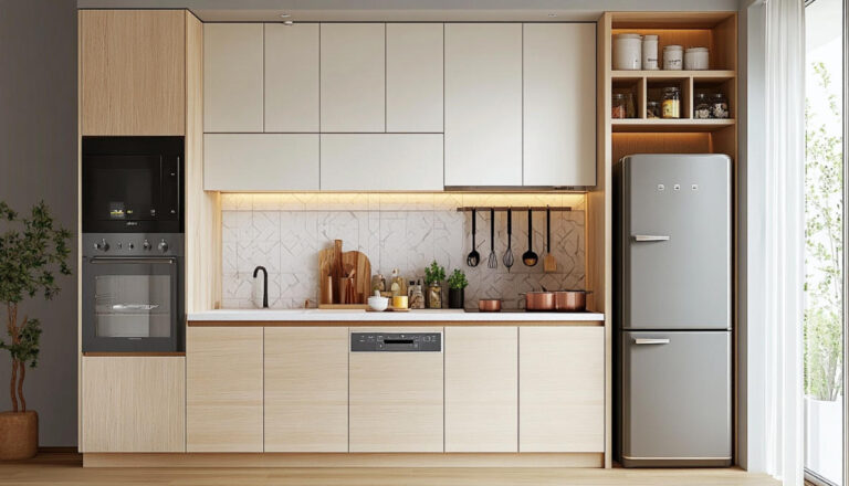 compact kitchen cabinet design for small apartments in Indonesia