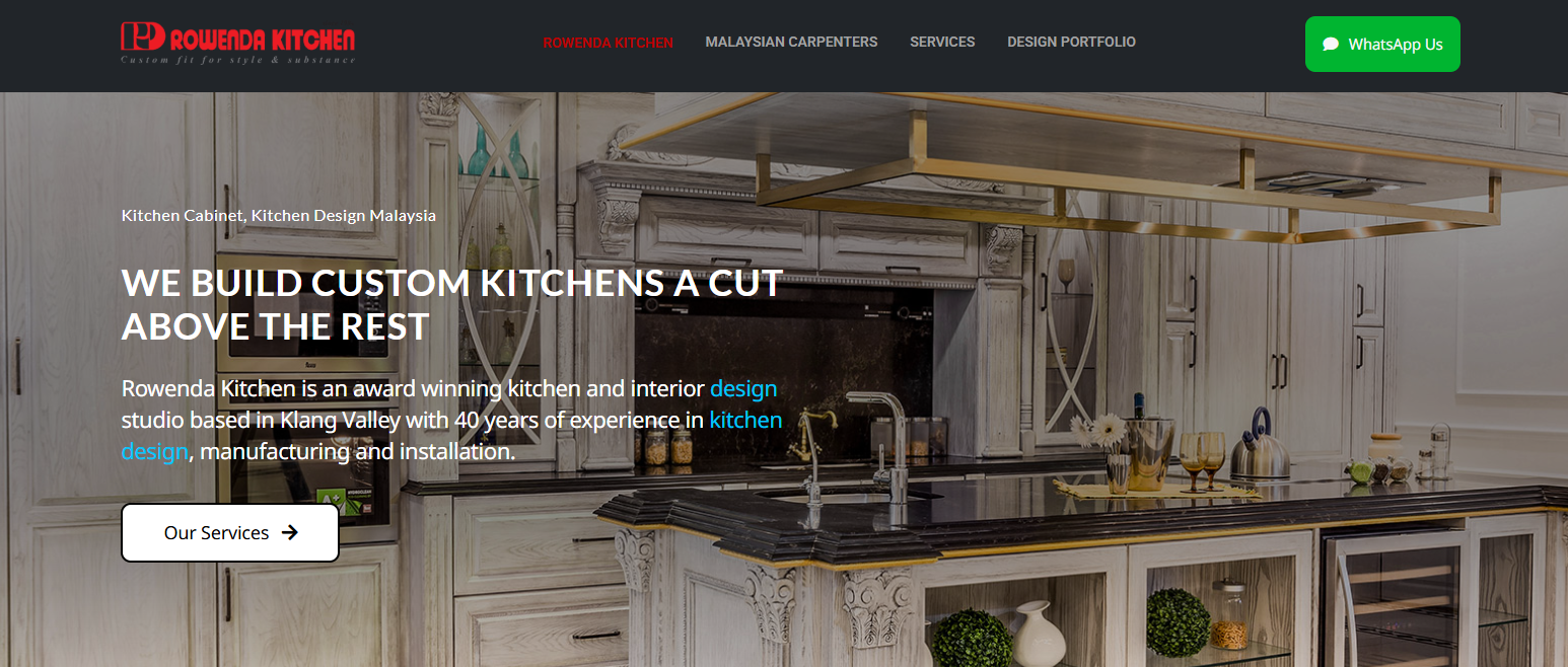 Top 10 Custom Cabinet Manufacturers in Malaysia 3 rowenda kitchen websit screenshot