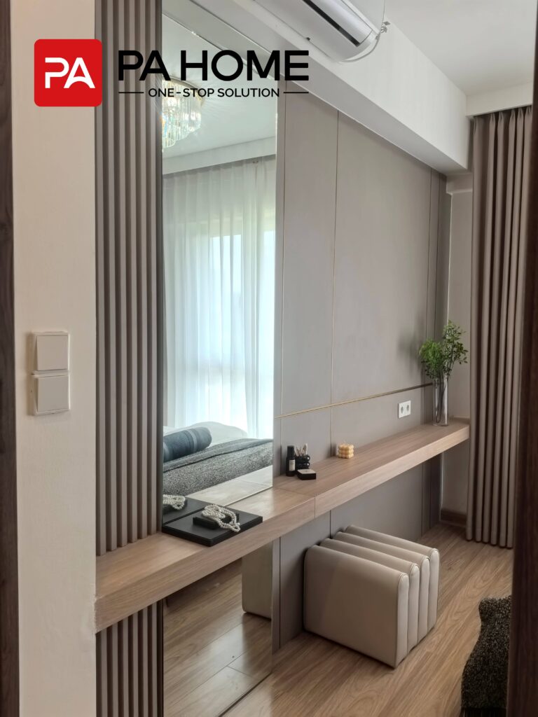 Elegant Tangerang Whole House Custom Interior Project 7 tangerang-whole-house-custom-decor-wall-panel-pairing-minimalist-and-fullhigh-mirror-bedroom