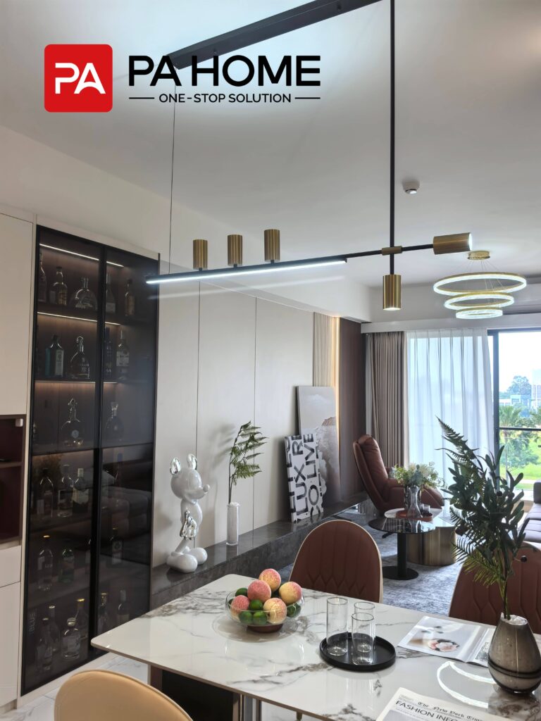 Elegant Tangerang Whole House Custom Interior Project 11 tangerang-whole-house-custom-livingroom-multi-style-wall-pane-with-decor-lighting-2