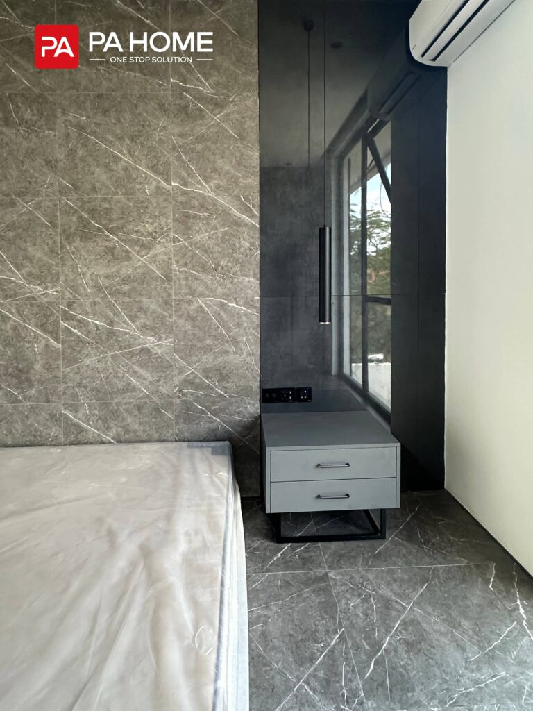 11 Sets Umalas Creek Villa Custom Cabinets in Bali 6 Umalas Creek Villa Custom Cabinets Project floating bedroom nightstand with drawers and pendant light