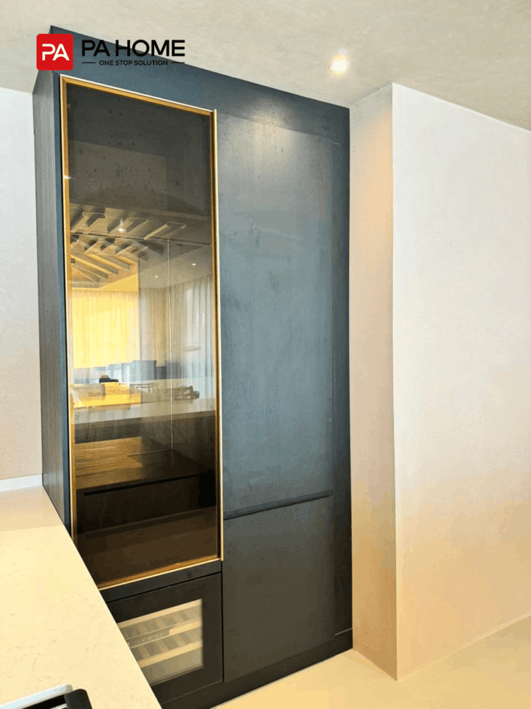 Maldives Villa Heaven Resort Whole House Customization Project 7 maledives-villa-heaven-resort-project-black-and-glass-door-cabinet-in-kitchen-wm