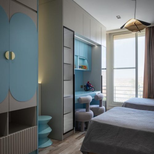 Bedroom with minimalist design and custom wardrobe, Egypt whole house customization