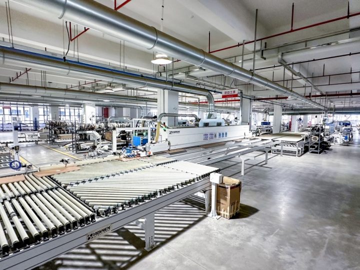 About us 2 PAhome Zhaoqing factory panel assembly line with roller conveyors and automated press machineryPAhome