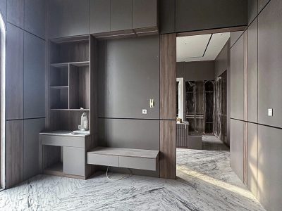 Indonesia Mirrored Room Custom Cabinets 11 Indonesia Mirrored Room Custom Cabinets bedroom with modern design elements and sleek furniture.