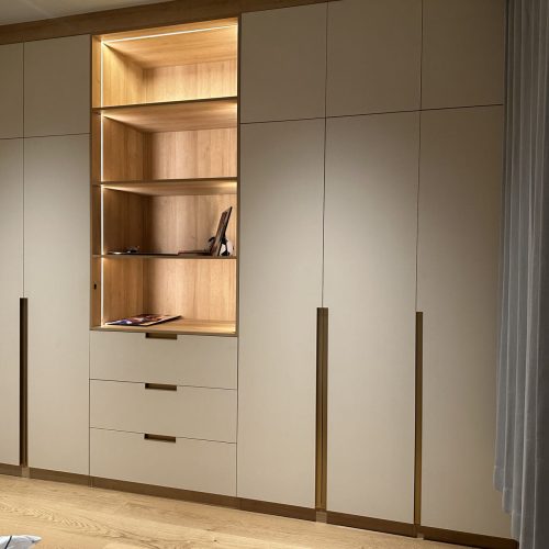 Kenya whole house customization bedroom wardrobe with illuminated open shelving and drawers
