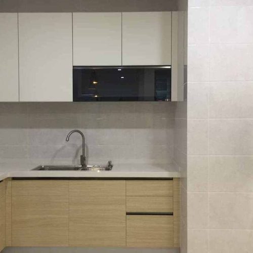 Marble countertop sink and built‑in oven in Kuching apartment whole house custom kitchen