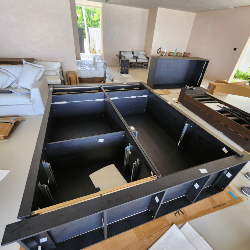 black cabinet frame assembly in maldives villa whole house custom project