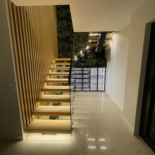 Luxury Whole House Custom in Melbourne 2 modern floating staircase with integrated lighting