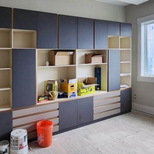 Pittsburgh High-end Whole House Custom in America 9 Pittsburgh High-end Whole House Custom bookshelf design with open shelves and drawers.