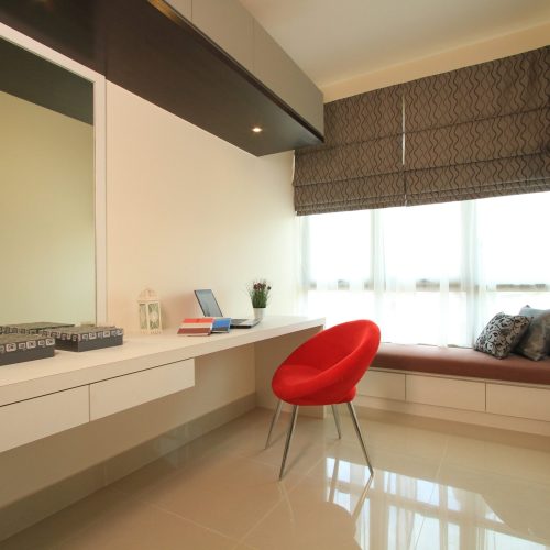 Custom vanity design in a Malaysia Kuala Lumpur hotel room with modern aesthetics and functional storage.