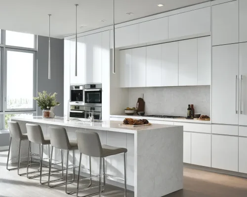 Modern Flat Panel Matte White Cabinets