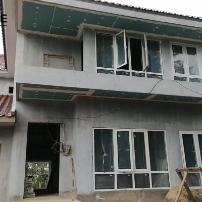 White Aluminum Windows Installation for Luxury Villa in Bogor 3 Installed white aluminum tilt and turn window at a luxury villa in Bogor, Indonesia, offering modern aesthetics and functionality