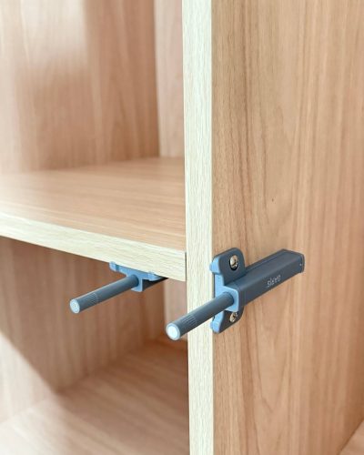Indonesia Rental Apartment Renovation Custom Furniture Project 4 Close-up of custom wardrobe interior with push latch hardware in Indonesia rental apartment.