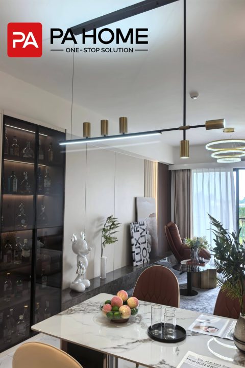 Elegant Tangerang Whole House Custom Interior Project 1 tangerang-whole-house-custom-livingroom-multi-style-wall-pane-with-decor-lighting-2